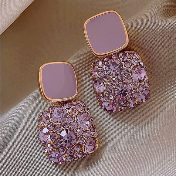 Jewelry - 1 Pair Rhinestone Geo Decor Earrings